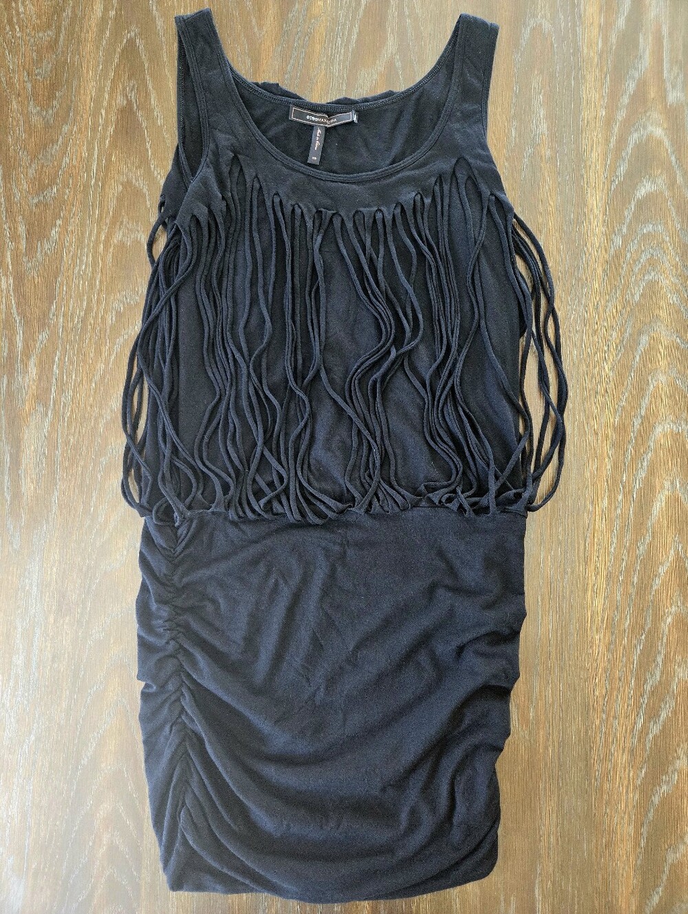 💎BCBGMAXAZRIA Black Fringe Bodycon Mini Dress